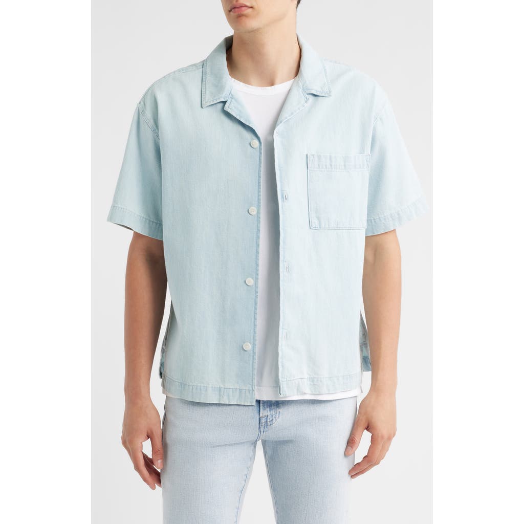 Frame Chambray Camp Shirt In Blue
