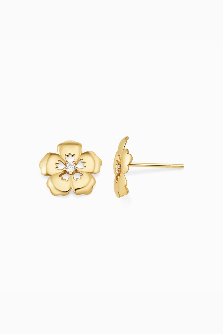 14K Yellow Gold Sakura Studs, Alternate, color, Yellow Gold