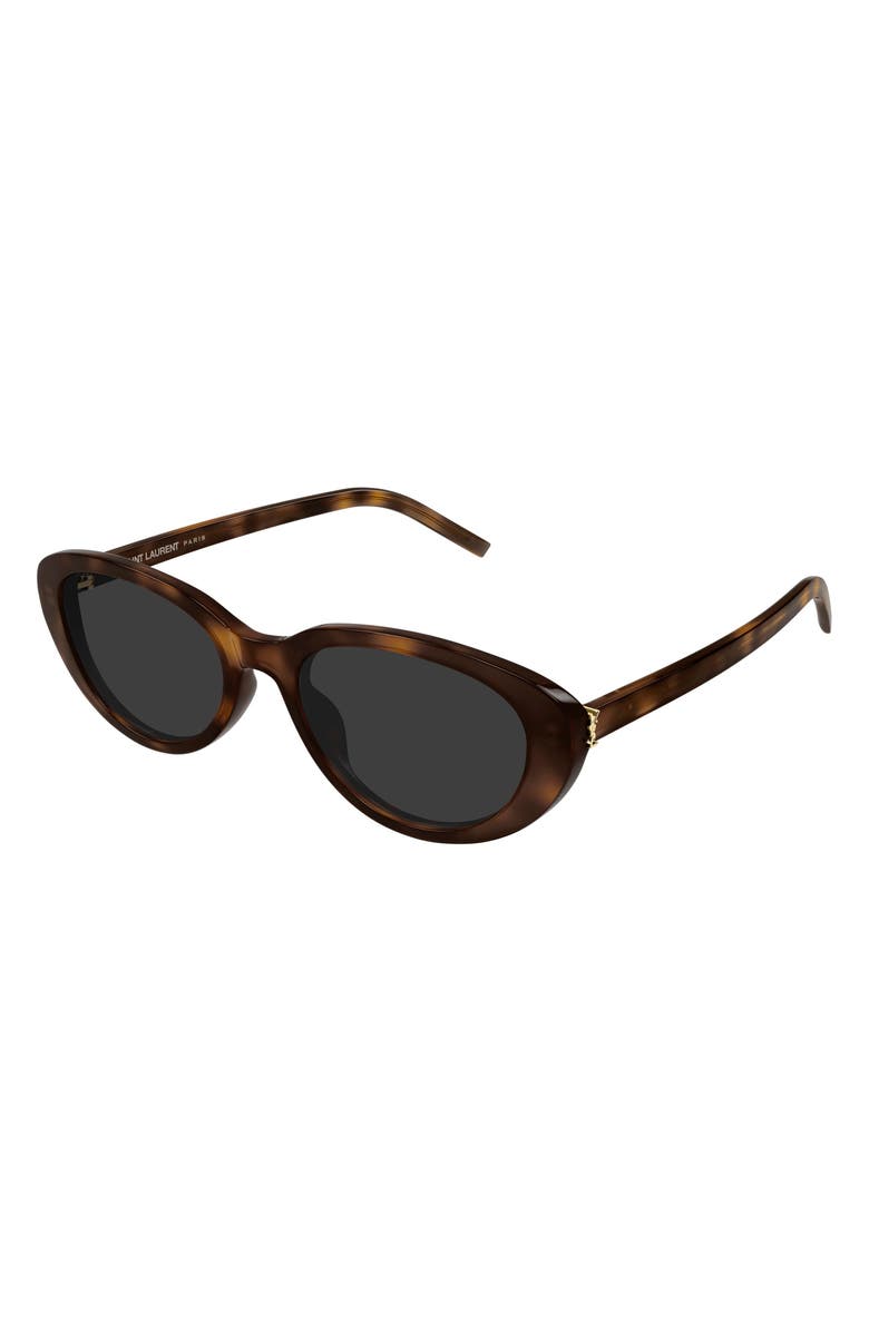 Saint Laurent 55mm Round Sunglasses, Alternate, color, Havana