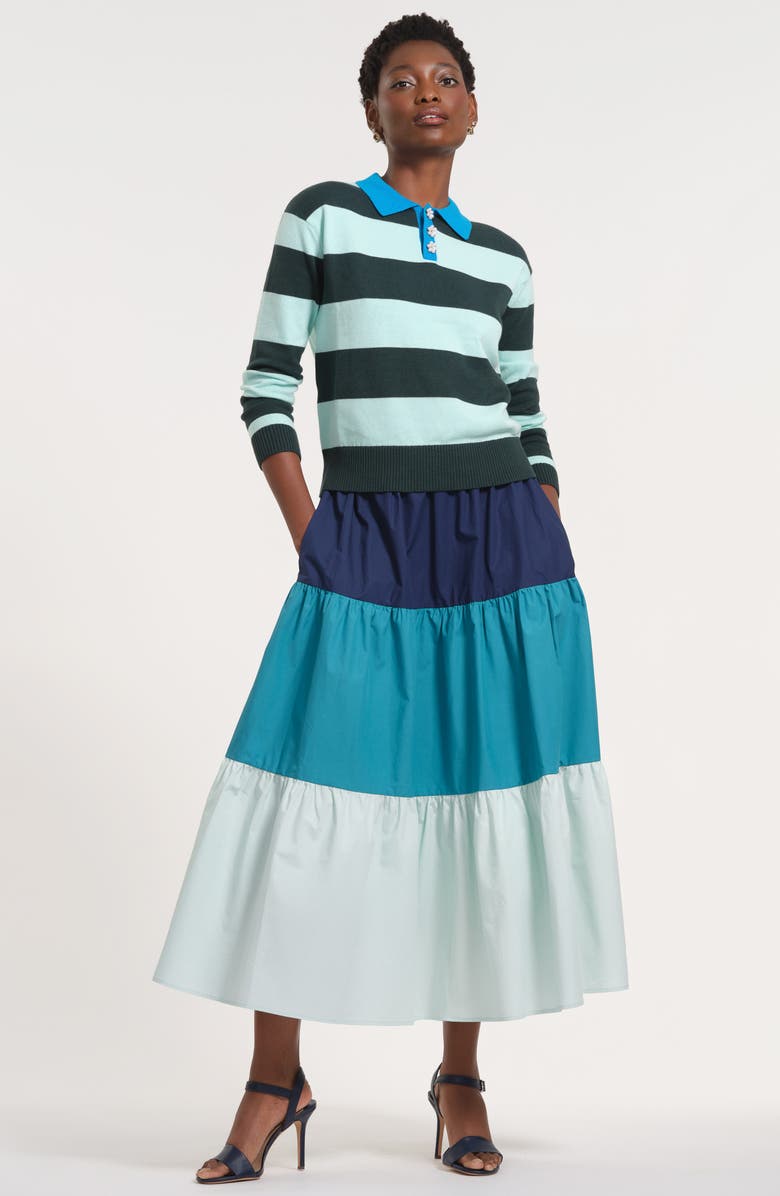 Isaac Mizrahi New York Floral Button Rugby Sweater, Alternate, color, 