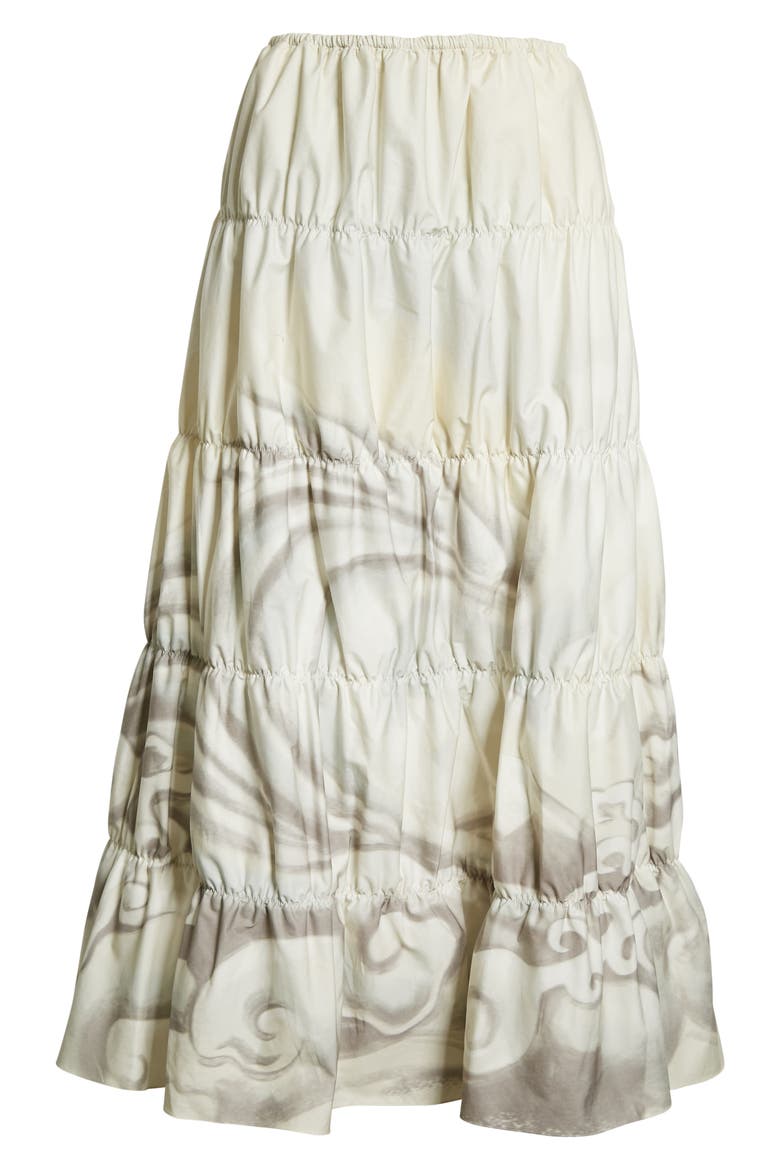 Unisex Surf Print Tiered Cotton Skirt, Alternate, color, WHITE