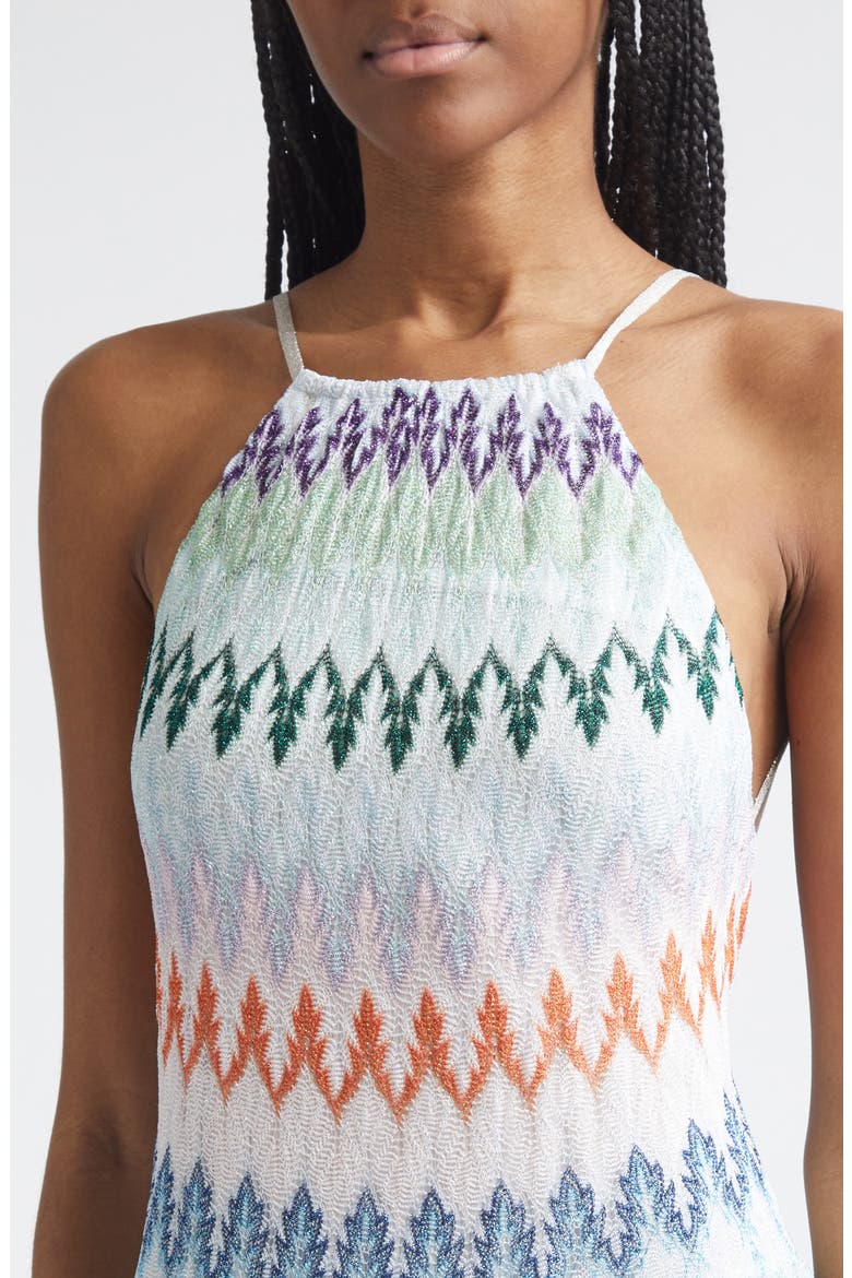 Metallic Zigzag Raschel Knit Maxi Dress, Alternate, color, MULTICOLOR ON WHITE BASE