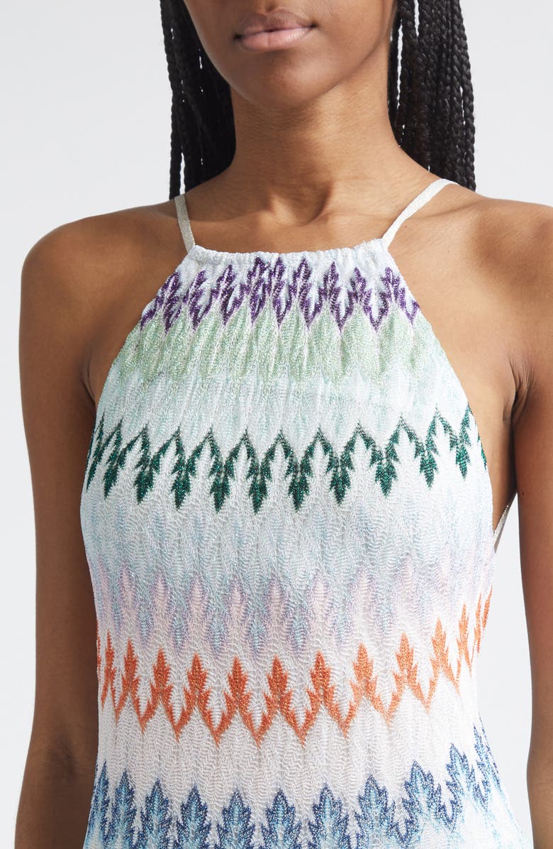 Missoni Metallic Zigzag Raschel Knit Maxi Dress, Alternate, color, Multicolor On White Base