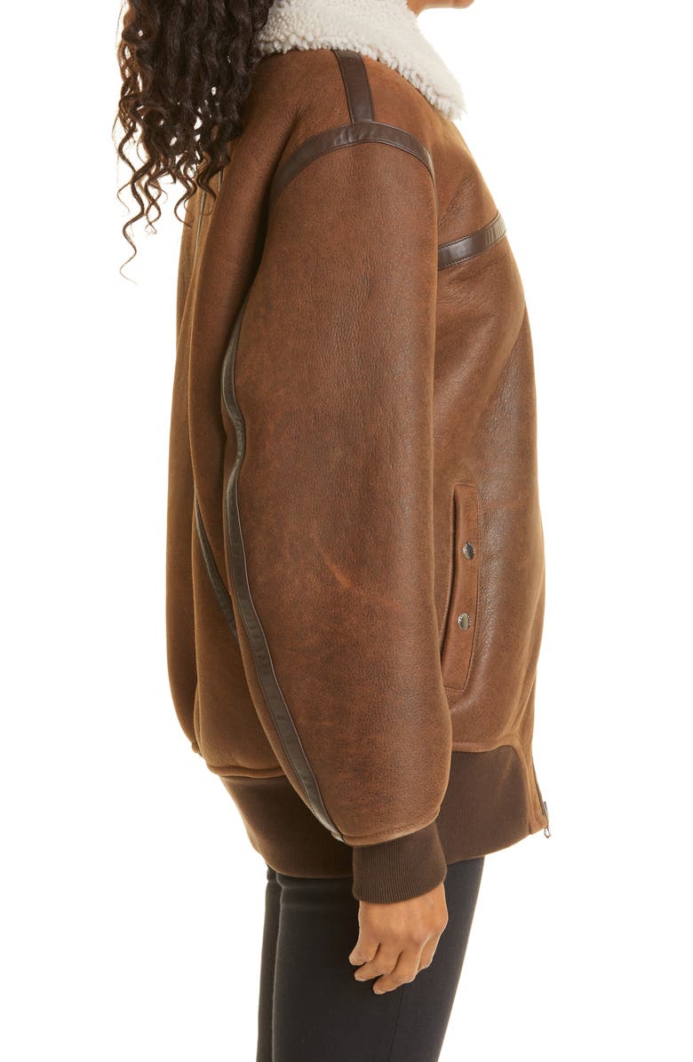 rag & bone Tyne Genuine Shearling Collar Bomber Jacket, Alternate, color, 