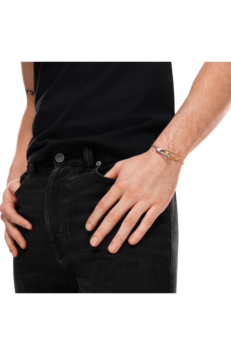 DIESEL<sup>®</sup> Two-Tone Logo Chain Bracelet, Alternate, color, Two Tone