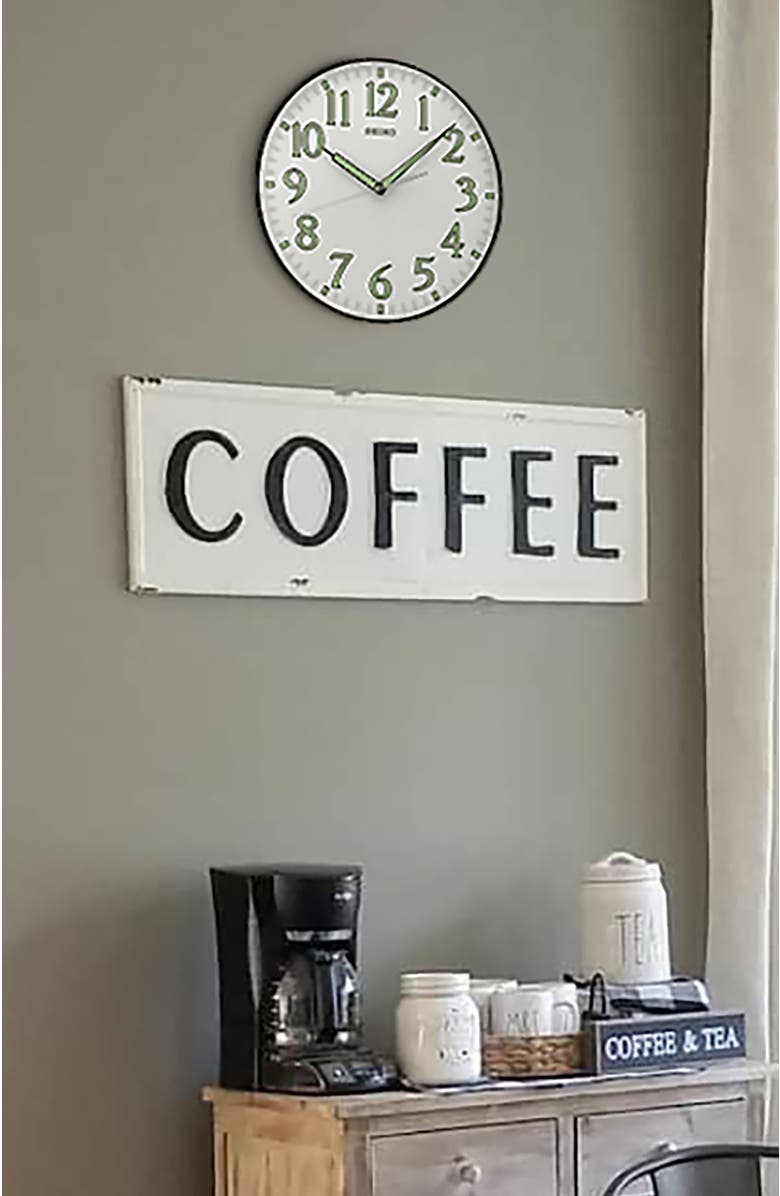 Seiko Black Metallic Framed Wall Clock, Alternate, color, Black