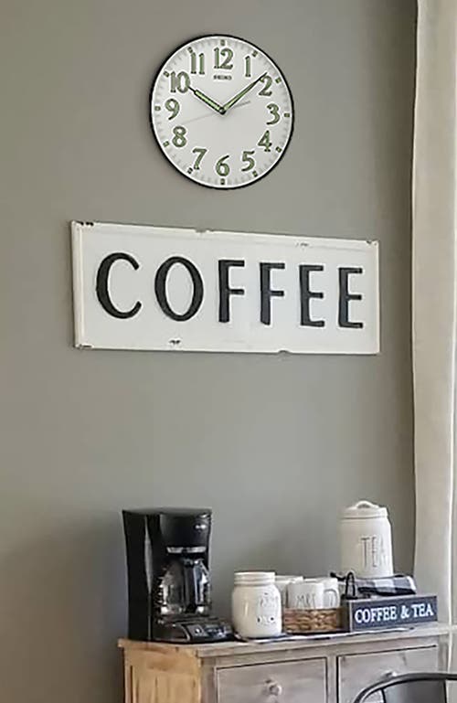 Seiko Black Metallic Framed Wall Clock In Green