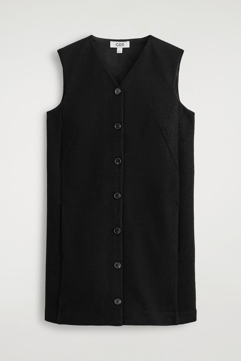 Wool & Cotton Blend Shift Minidress, Alternate, color, BLACK