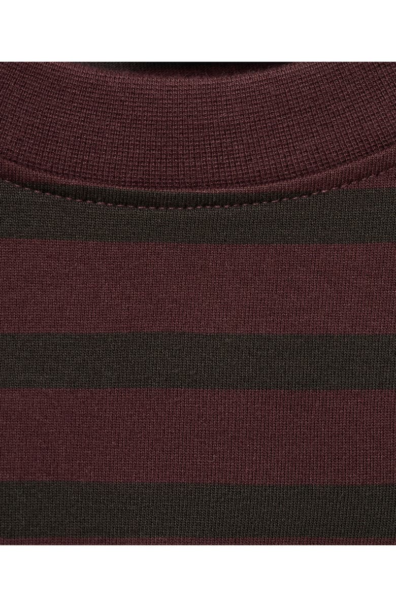 MANGO Stripe Relaxed Fit Cotton Crewneck Shirt, Alternate, color, Wine