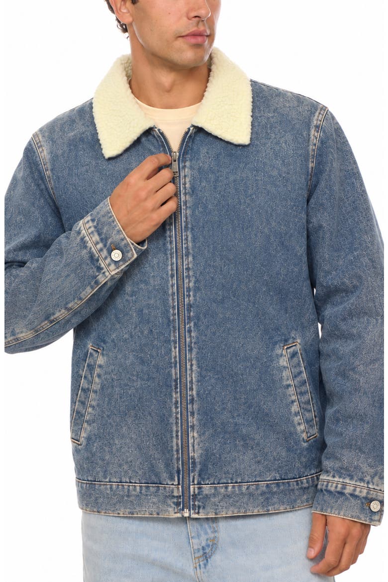Sherpa Lined Denim Jacket, Main, color, LIGHT WASH DENIM