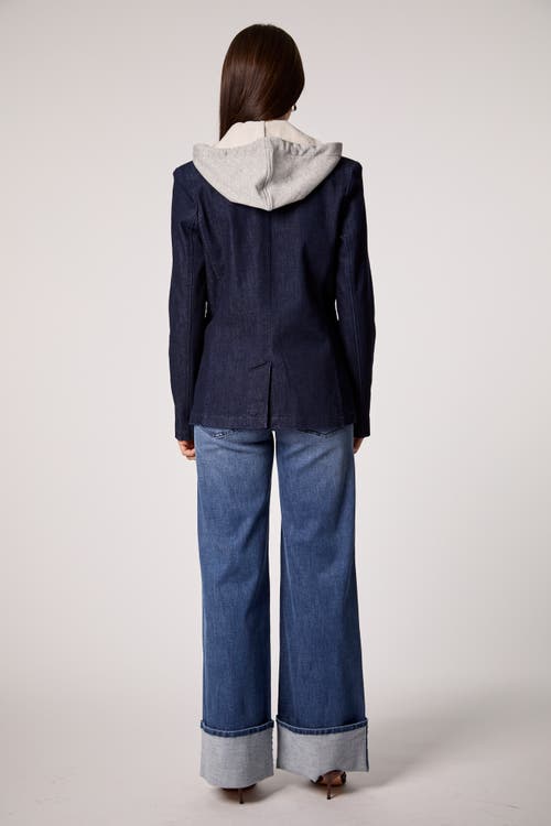Blue Revival Helen Blazer With Removable Grey Hoodie Insert In Blue