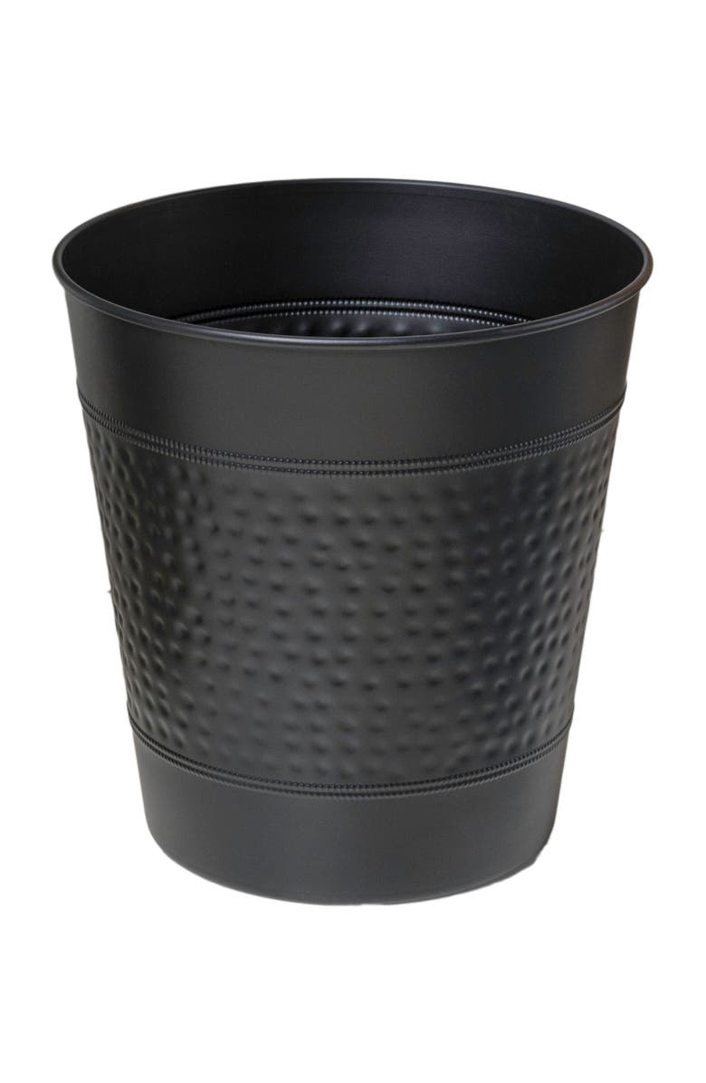 HAPPIMESS Riley Modern Classic Hammered Steel Accent 2-Gallon Wastebasket, Alternate, color, Matte Black