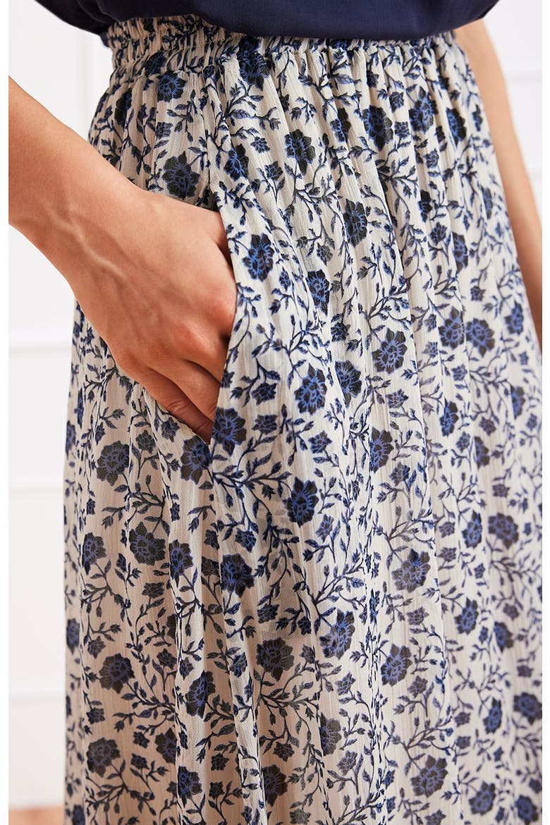 Wren Tiered Midi Skirt, Alternate, color, Sapphire Vines