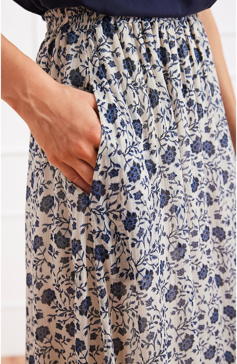 Paneros Clothing Wren Tiered Midi Skirt, Alternate, color, Sapphire Vines