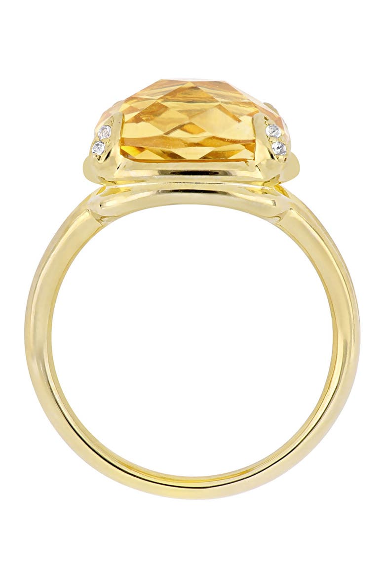 Yellow Gold Plated Sterling Silver Citrine & White Topaz Stone Shank Ring, Alternate, color, YELLOW