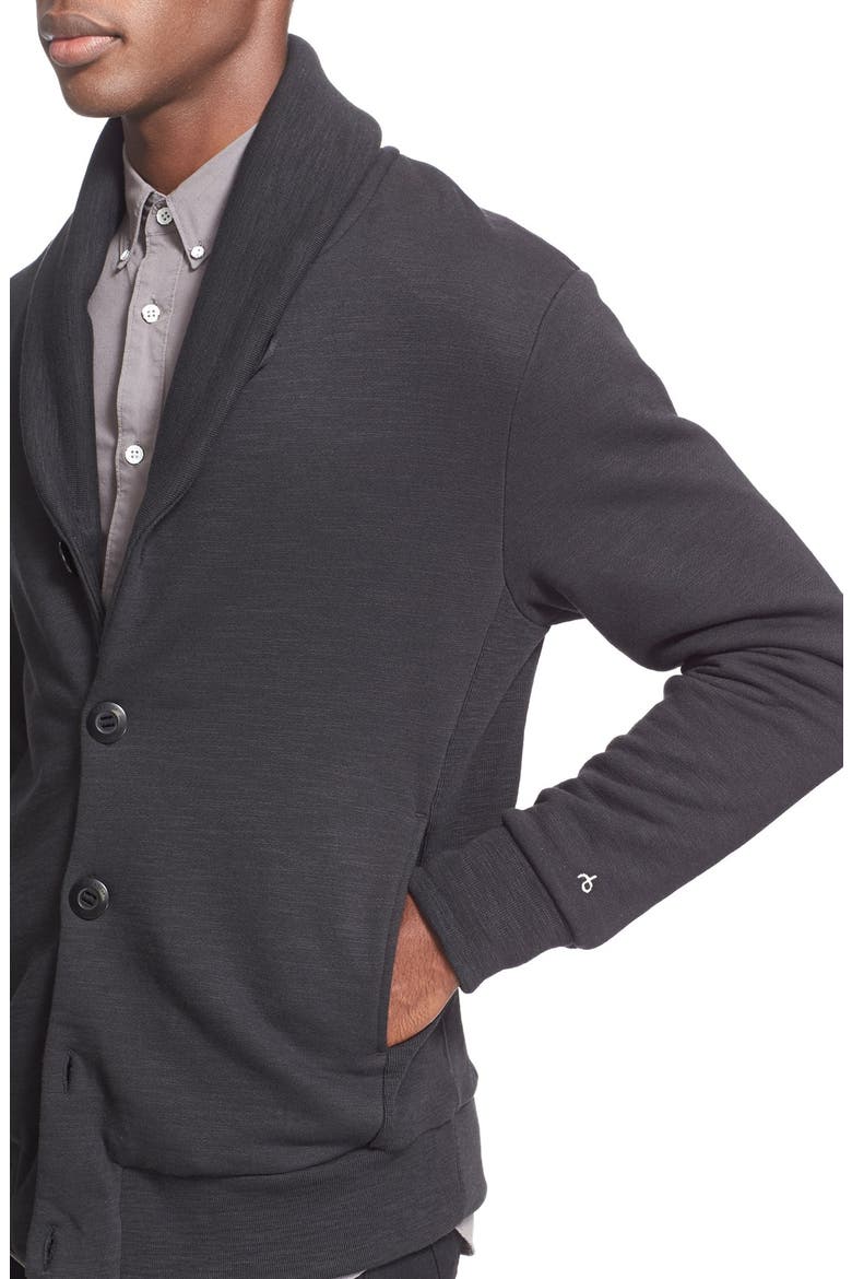 'Gaspar' Shaw Collar Cardigan, Alternate, color, BLACK