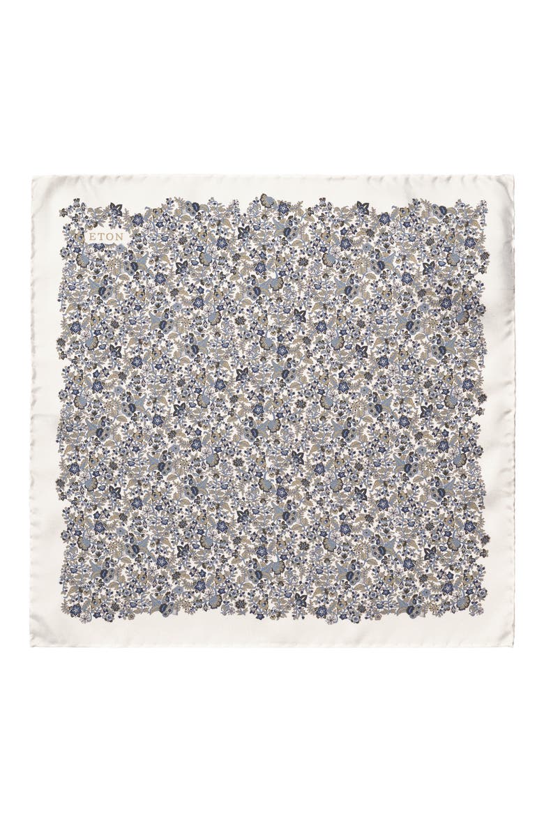 Floral Silk Twill Pocket Square, Alternate, color, MEDIUM GREEN