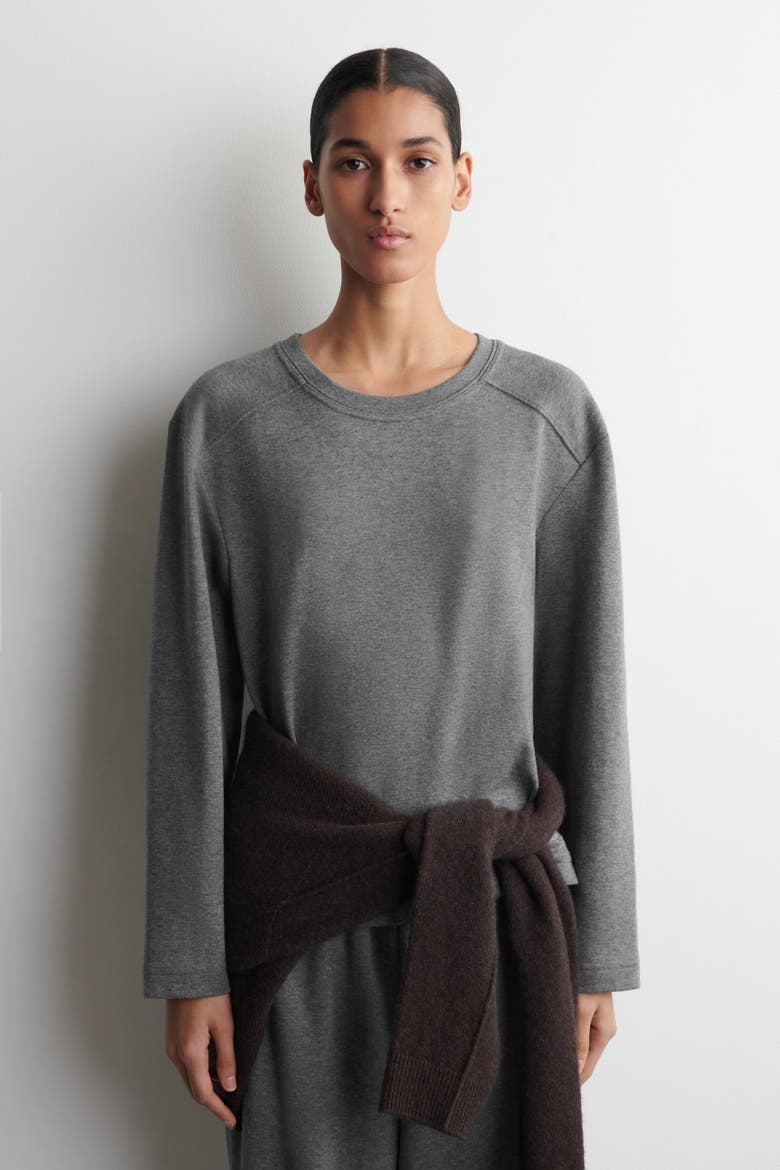 Cotton Long-Sleveled Top, Main, color, GRAY MÉLANGE