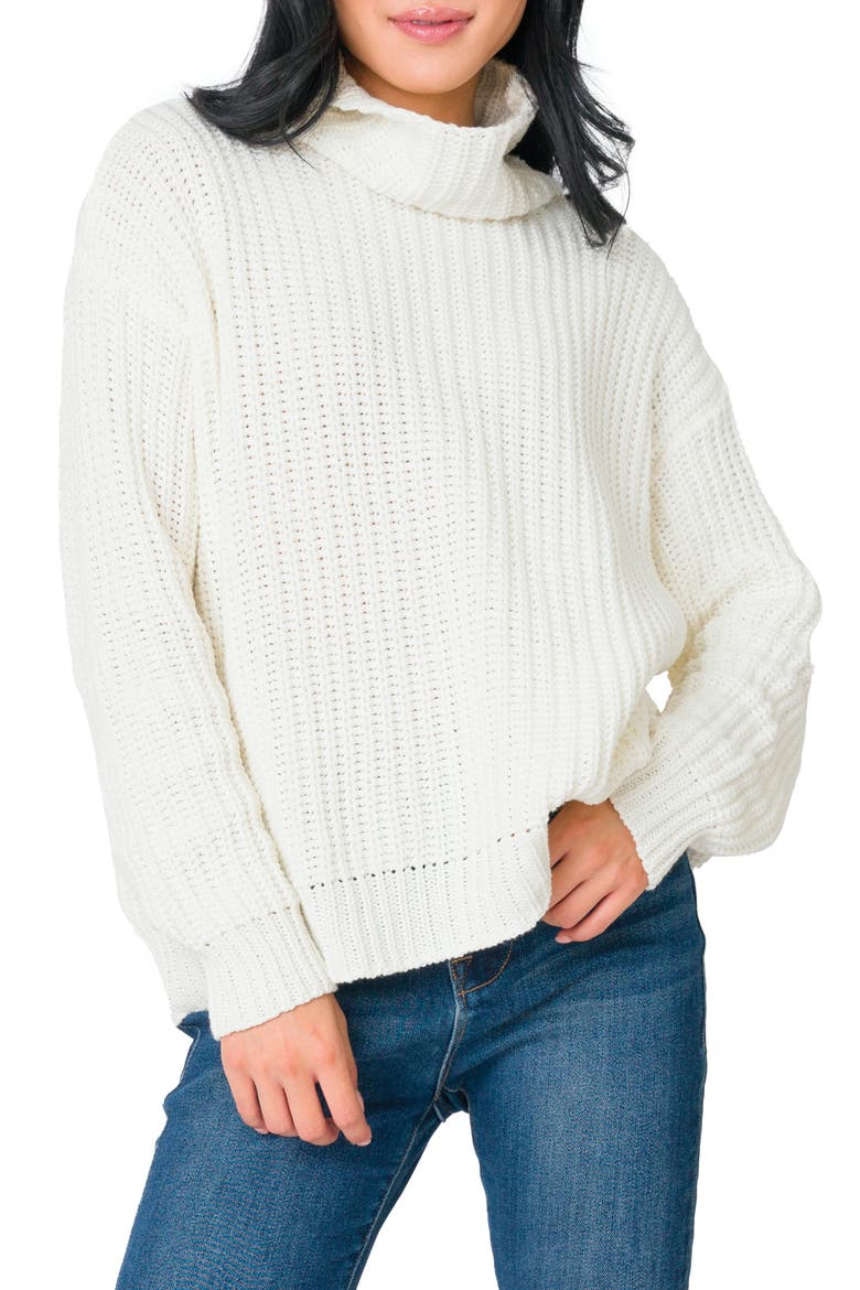 Oversize Turtleneck Sweater, Main, color, IVORY