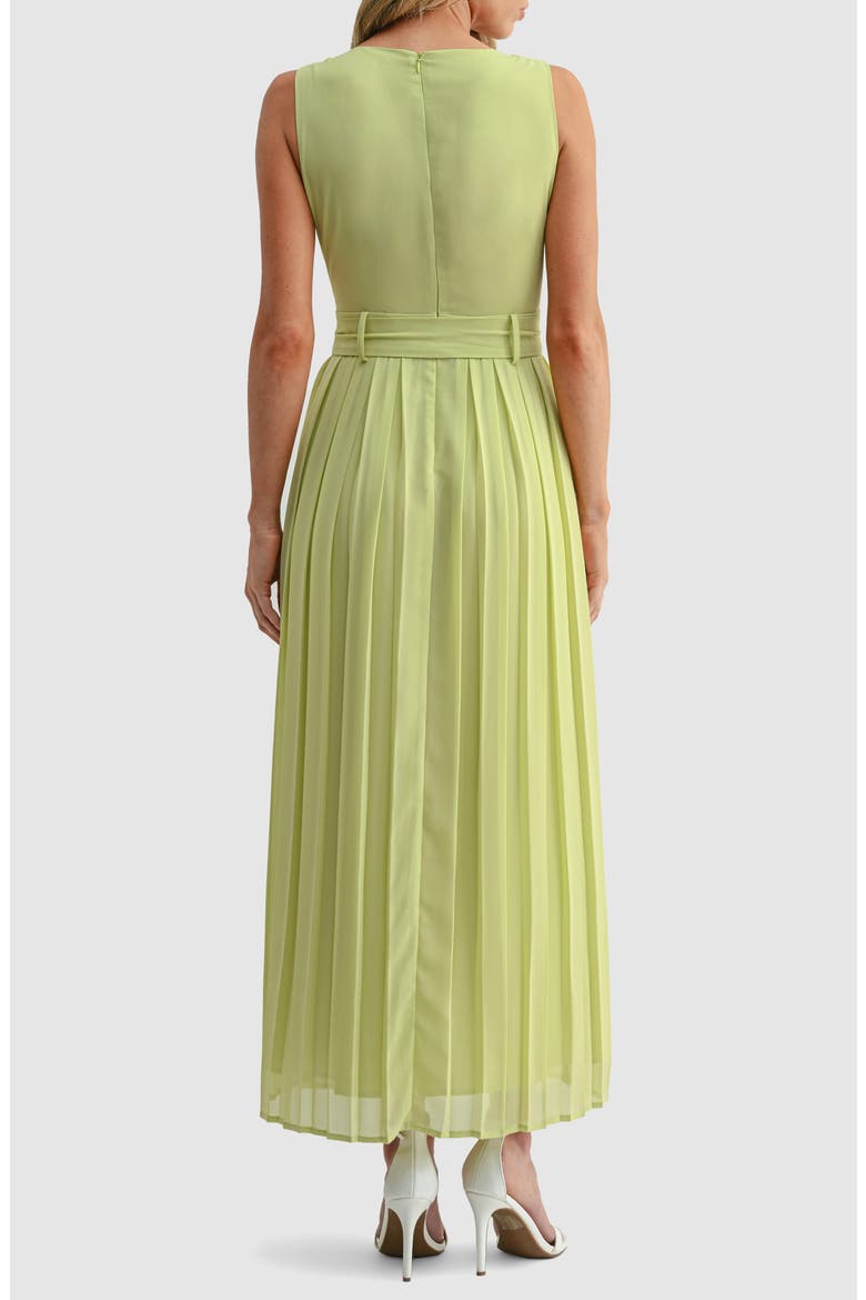 Pleated Belted Maxi Dress, Alternate, color, LIME GREEN
