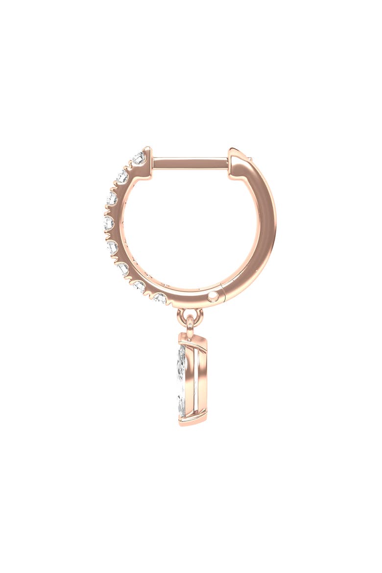 Lab Created Diamond Drop Huggie Hoop Earrings, Alternate, color, 18K ROSE GOLD