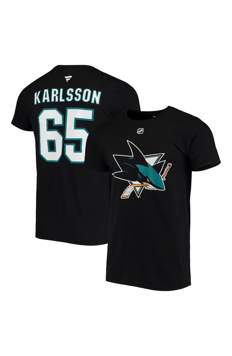 FANATICS Men's Fanatics Branded Erik Karlsson Black San Jose Sharks Team Authentic Stack Name & Number T-Shirt, Alternate, color, 