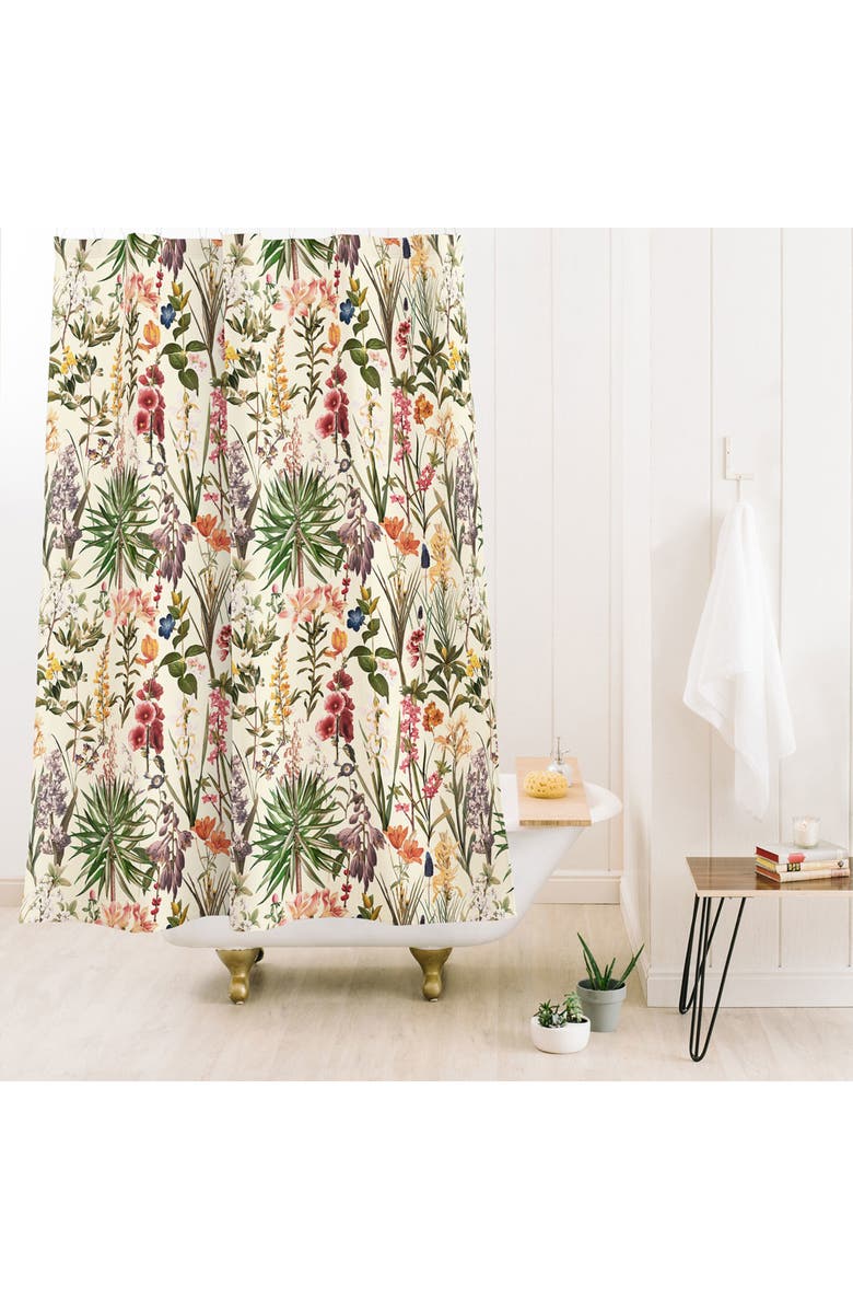 Deny Designs Secret Garden XIX Floral Print Shower Curtain, Alternate, color, Cream