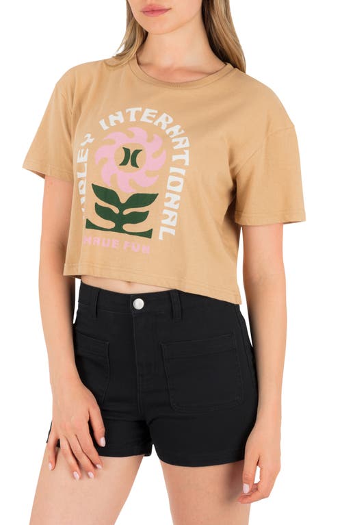 Hurley Blossom Boxy Crop T-shirt In Brown