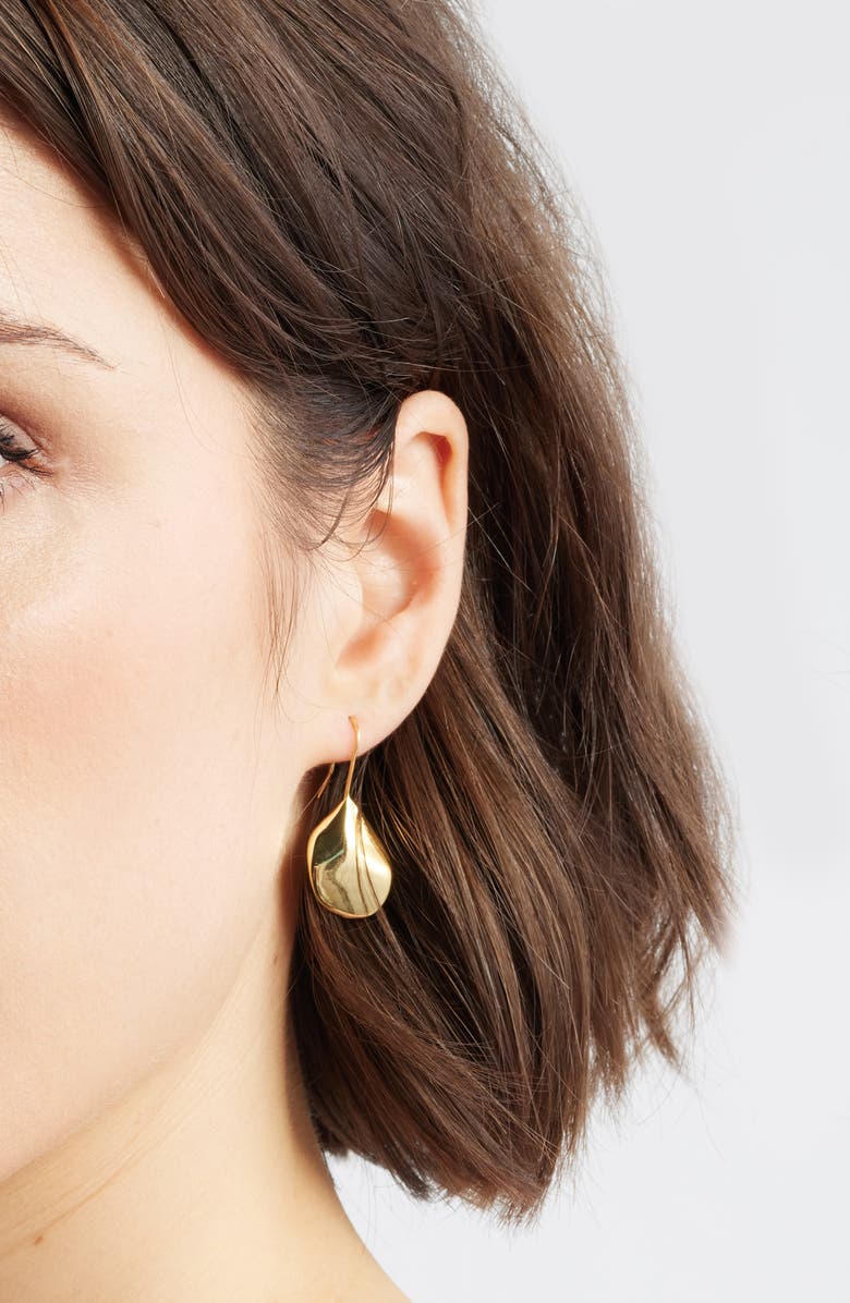 Nordstrom Demi Fine Organic Petal Earrings, Alternate, color, 14K Gold Plated