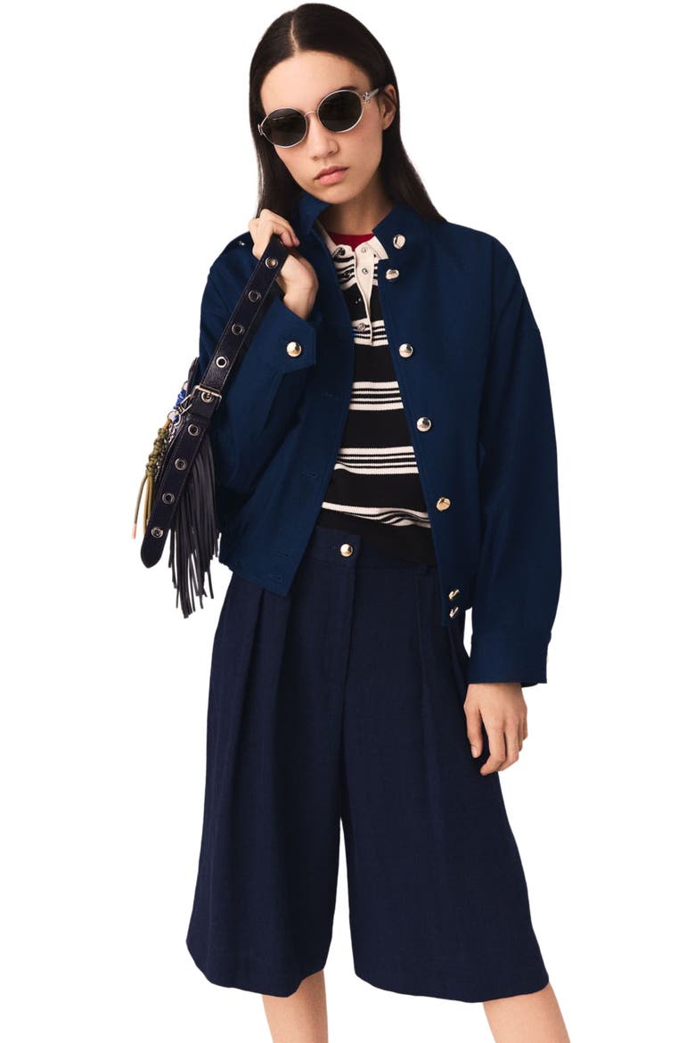 Cotton bomber jacket, Main, color, Navy