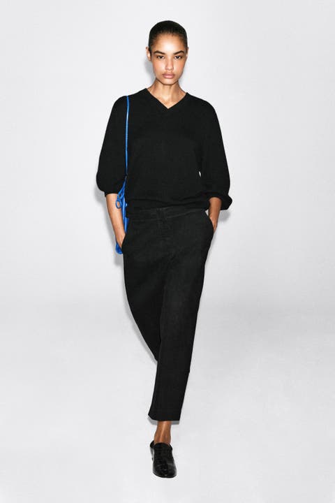 Corduroy Barrel-leg Pants