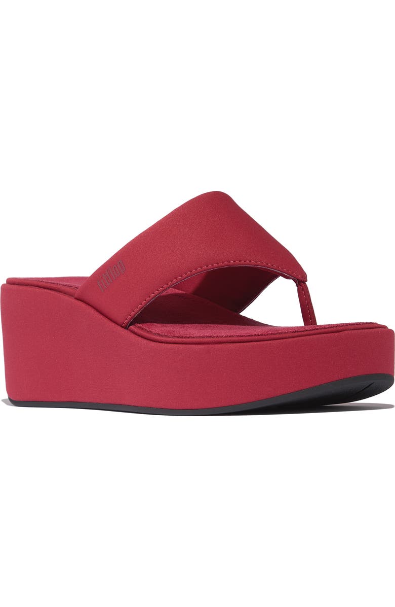 FitFlop Platfforms Wedge Toe Post, Main, color, Burnt Berry