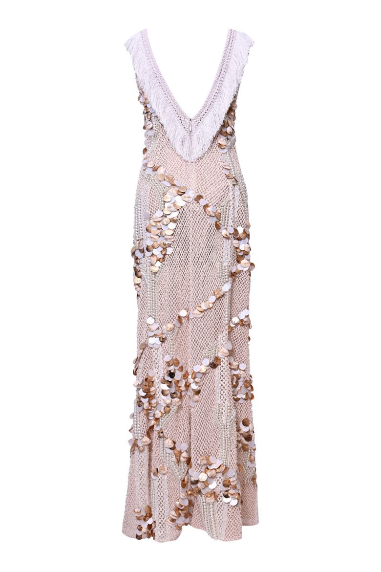 Seashell Embroidery Gown, Alternate, color, OFF WHITE