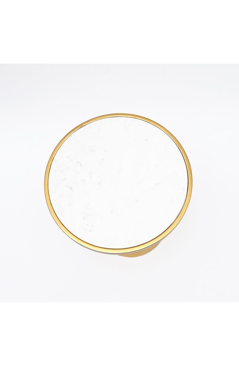 Expo Bazaar White Marble Side Table Gold Metal Frame Modern End Table Home Decor Accent, Alternate, color, Gold - 18X18x21.5"