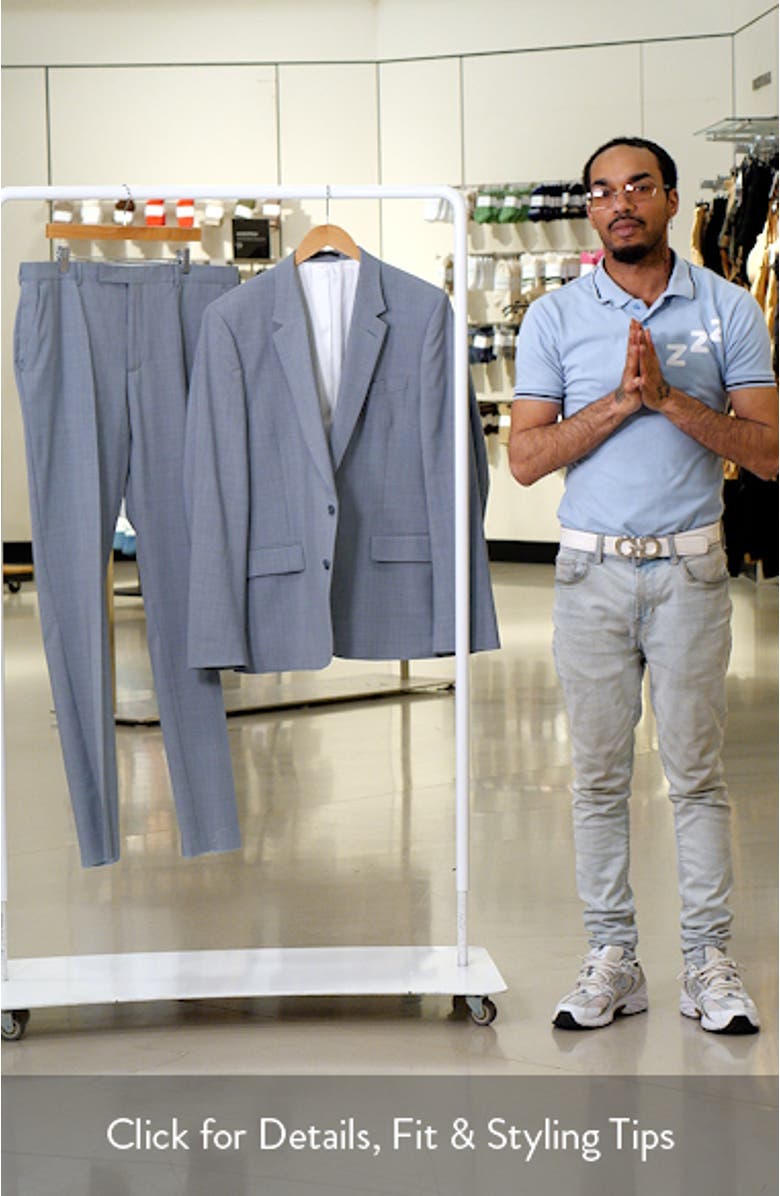 Soho Trim Fit Light Blue Mélange Wool Suit, sales video thumbnail