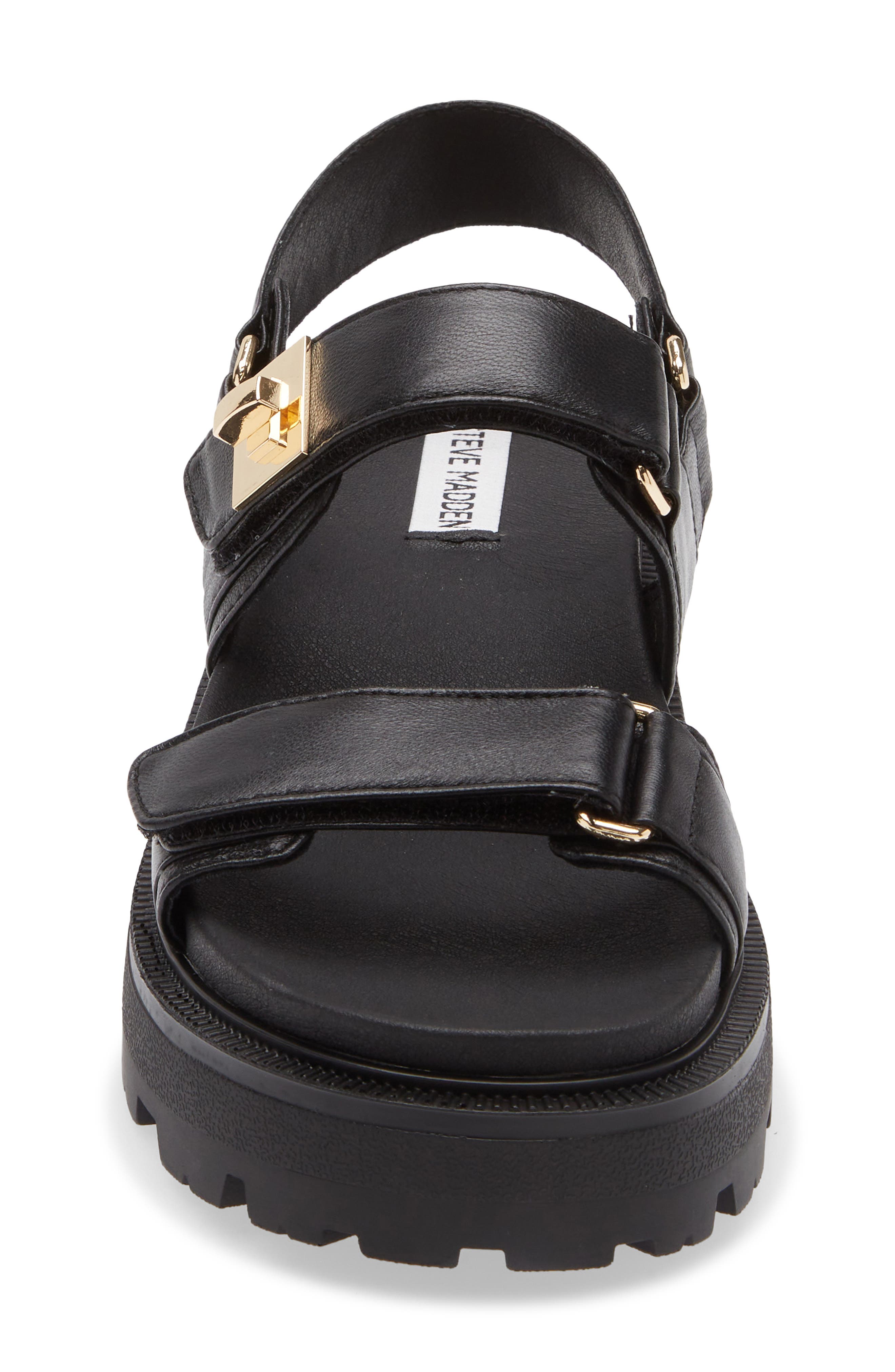 Steve Madden Supermona Lug Sole Slingback Sandal, Alternate, color, Black Leather