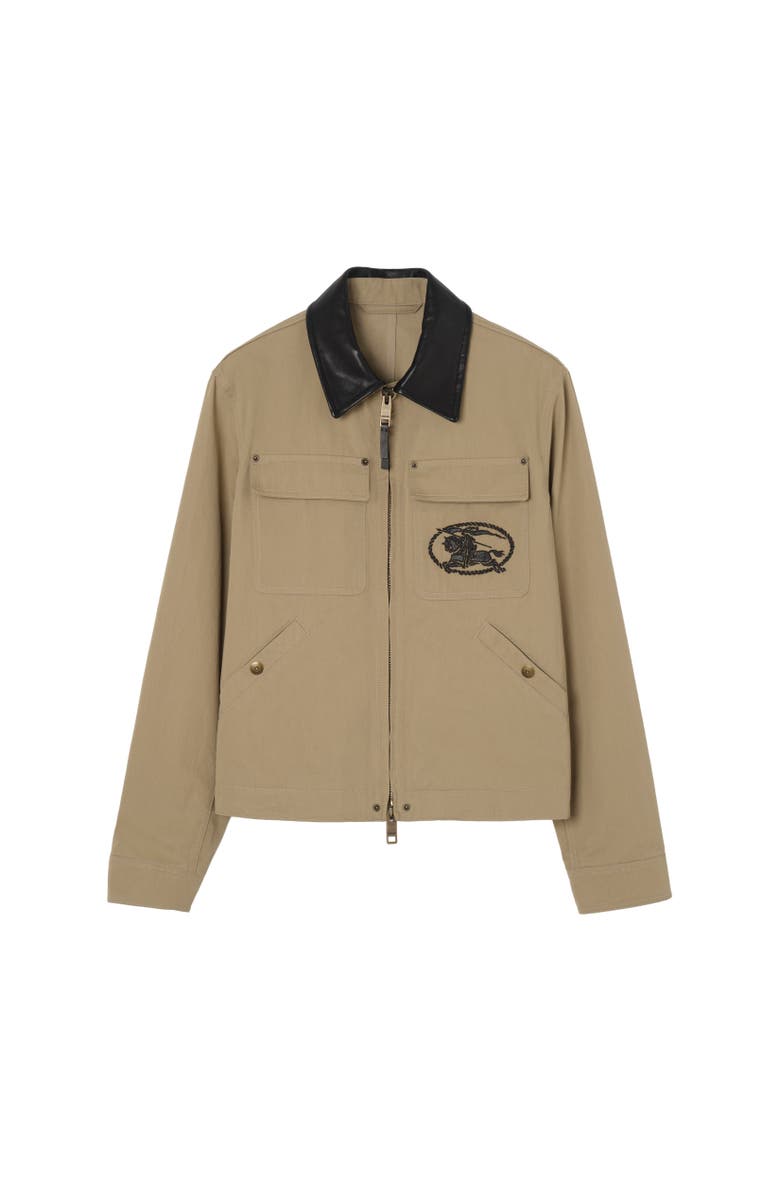Burberry Leather Collar Cotton Workwear Jacket, Alternate, color, Saltmarsh Beige