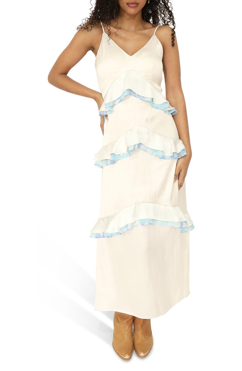 Belle & Bloom Lovely Day Ruffle Maxi Dress, Main, color, White