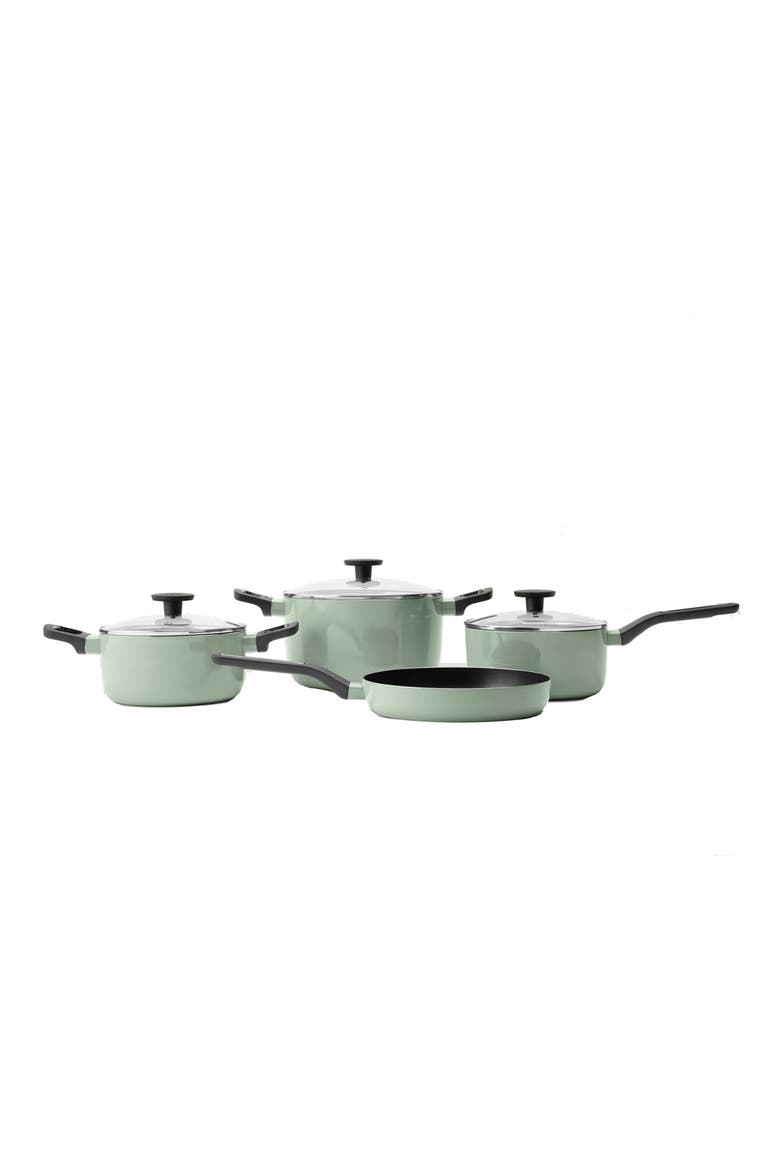 Leo 7-Piece Cookwear Set, Alternate, color, GREEN/ BLACK