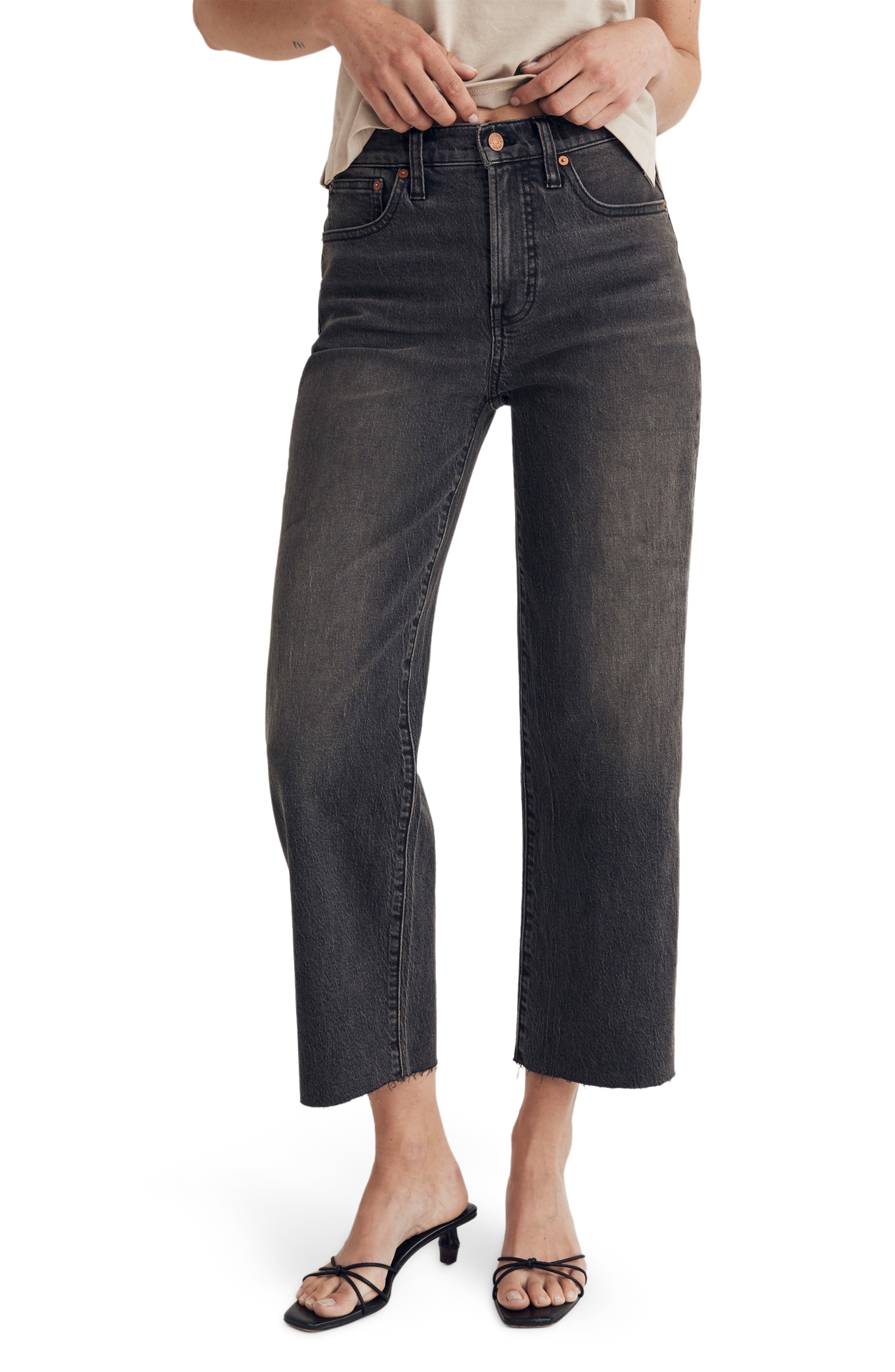 Madewell The Perfect Raw Hem Crop Wide Leg Jeans