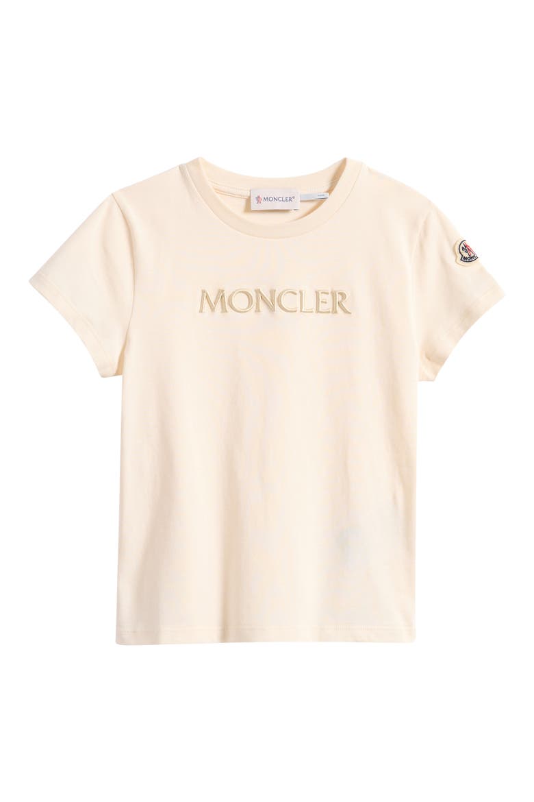 Kids' Embroidered Logo Patch T-Shirt, Main, color, CREAM