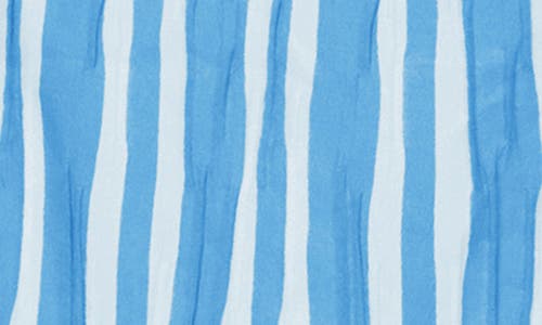 Foxcroft Pamela Crinkle Beach Stripe Blouse In Blue