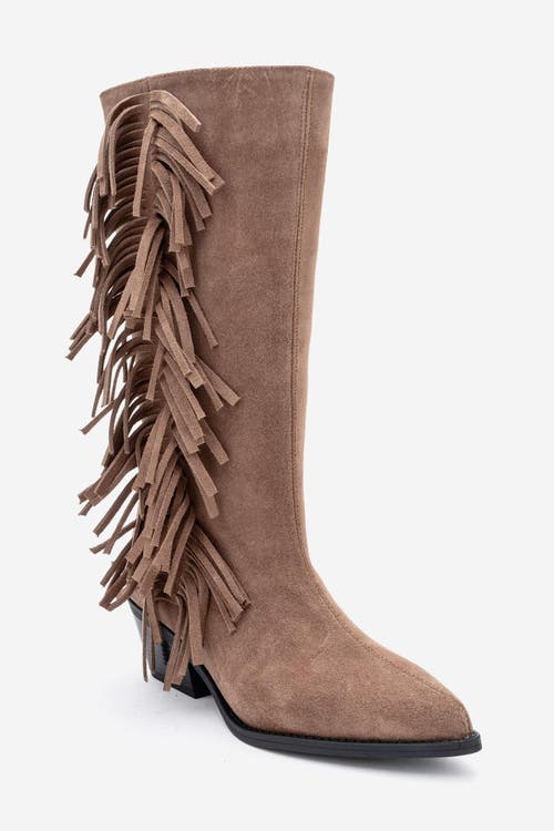 Forever & Always Shoes Orlo Leather Fringed Western Boot In Brown