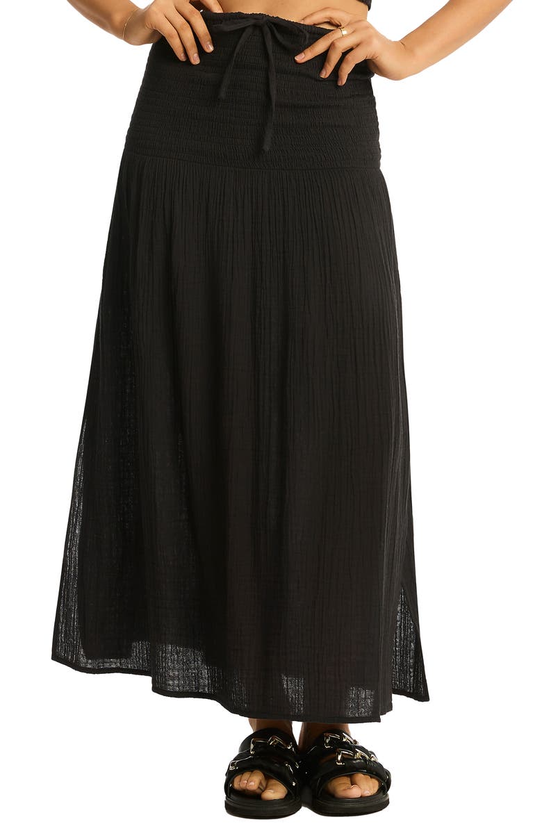 Sea Level Sunset Beach Cotton Gauze Cover-Up Skirt, Alternate, color,