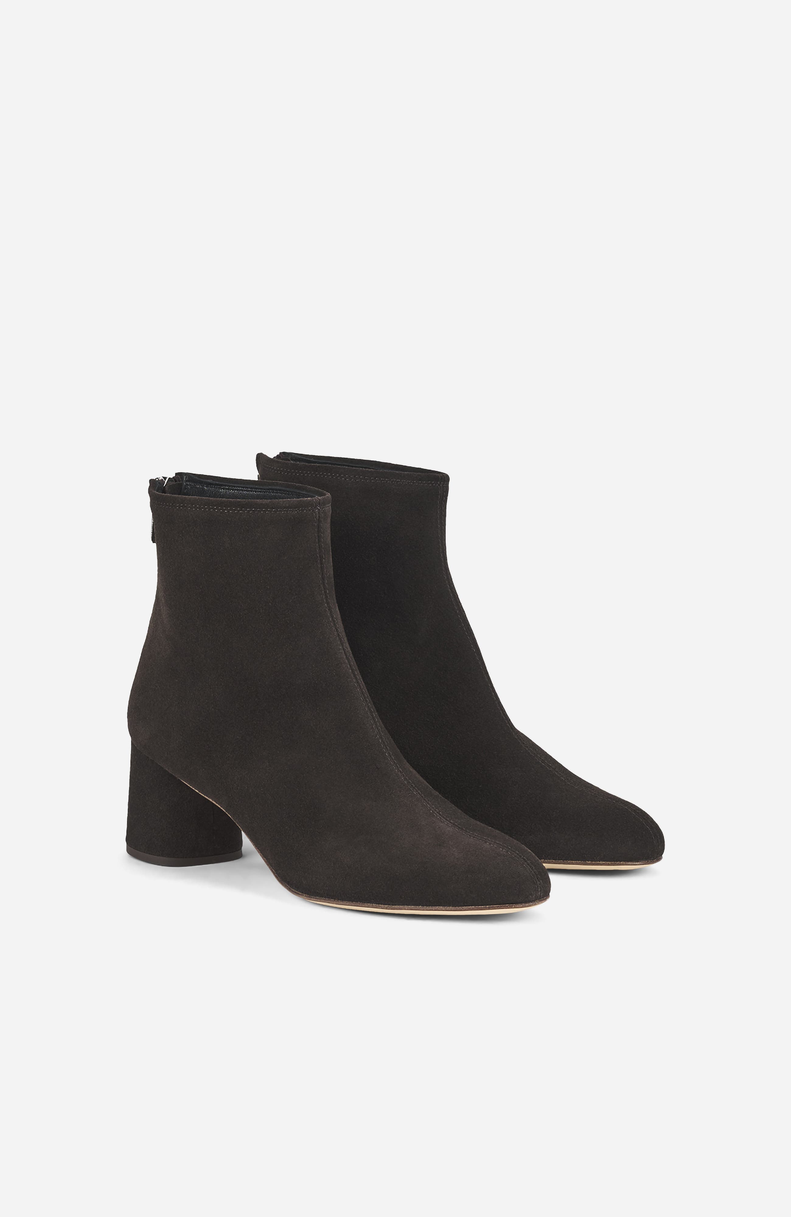 Olga Water Resistant Velour Ankle Boot with Heel, Alternate, color, Testa di Moro Suede