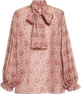 Dolce&Gabbana Floral Bouquets Silk Chiffon Tie Neck Shirt