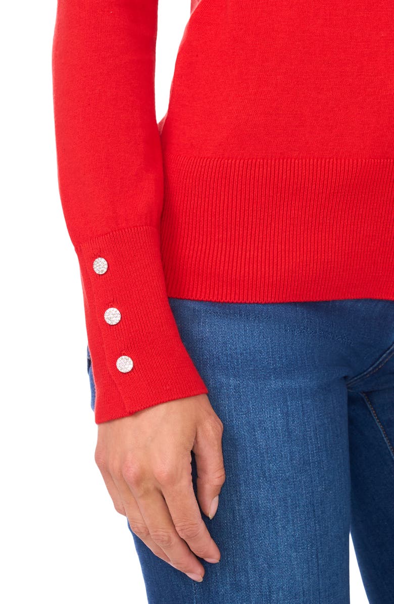 Halogen<sup>®</sup> Button Cuff Cotton Blend Sweater, Alternate, color, Classic Cherry