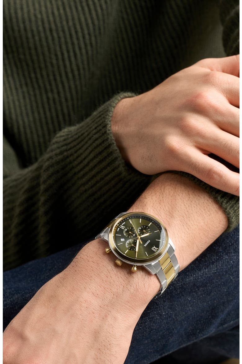 Neutra Chronograph Two-Tone Bracelet Watch, 44mm, Alternate, color, GREEN/ TWO TONE