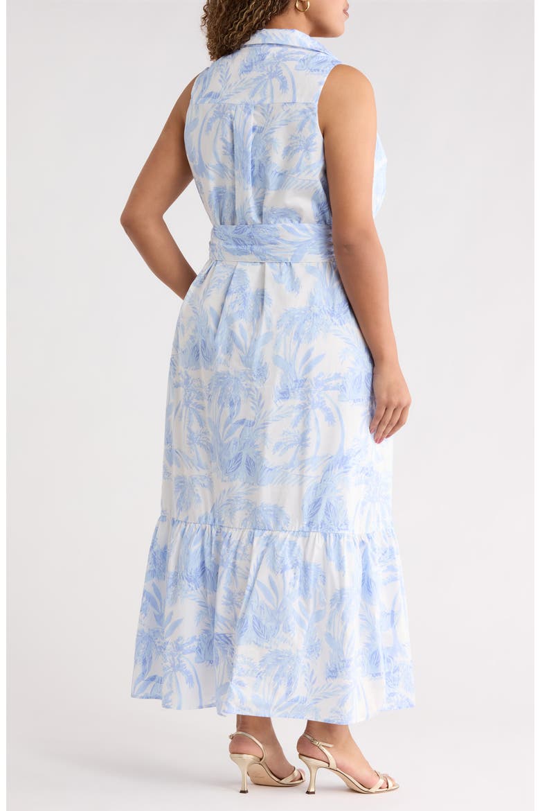 Poly Leaf Cileah Ruffle Collar Maxi Dress, Alternate, color, BLUE/ WHITE MULTI