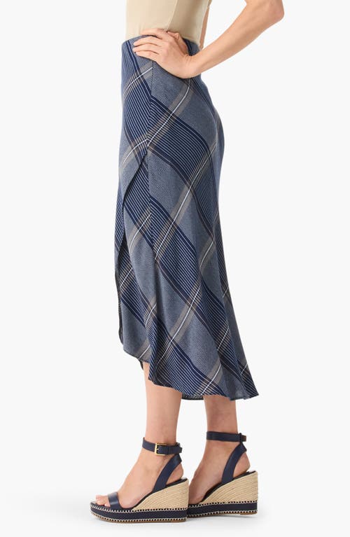Nic + Zoe Nic+zoe Line It Up Plaid Tulip Hem Midi Skirt In Indigo Multi